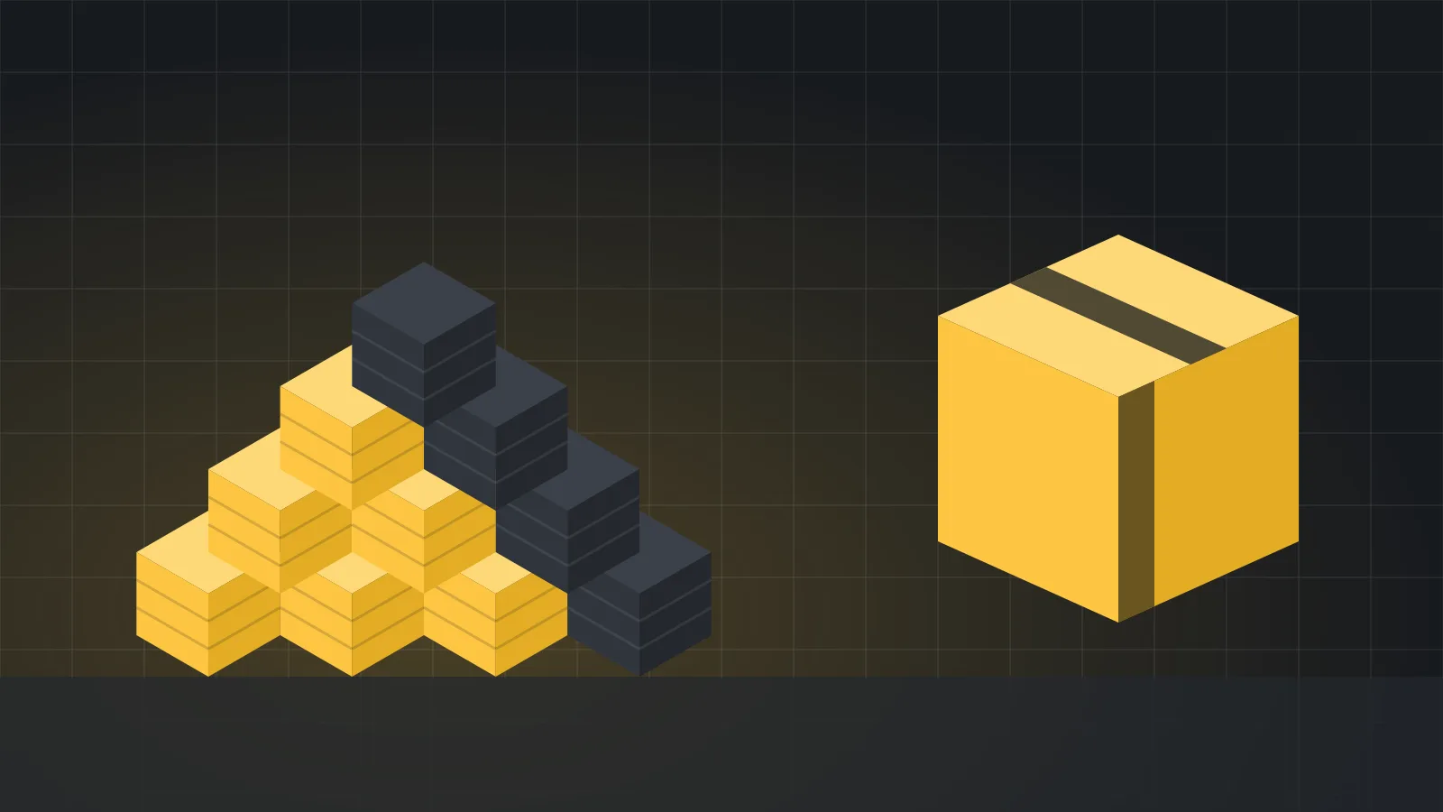 Illustration of a taped cardboard box beside wrapped furniture