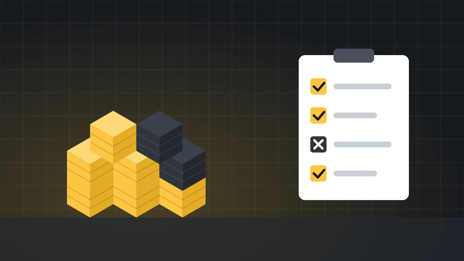 Illustration of a checklist beside an open storage crate